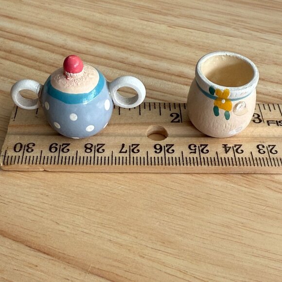 Vintage Miniature Tea Set Garden Pink Floral Bee Midwest Imports of Canon Falls - Picture 16 of 16